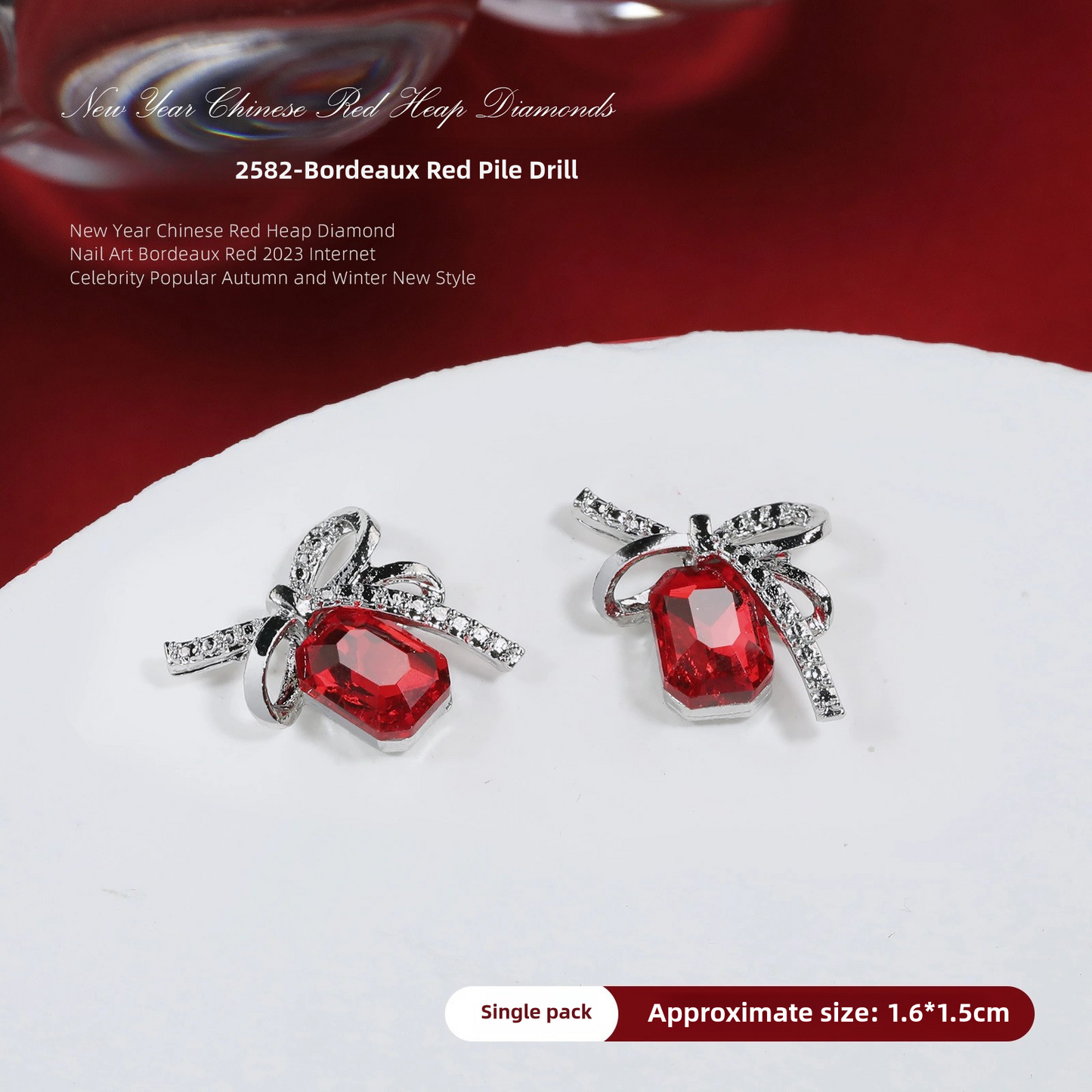 Luxurious Red Nail Art Rhinestones - 20 Unique Designs for Bold Elegance