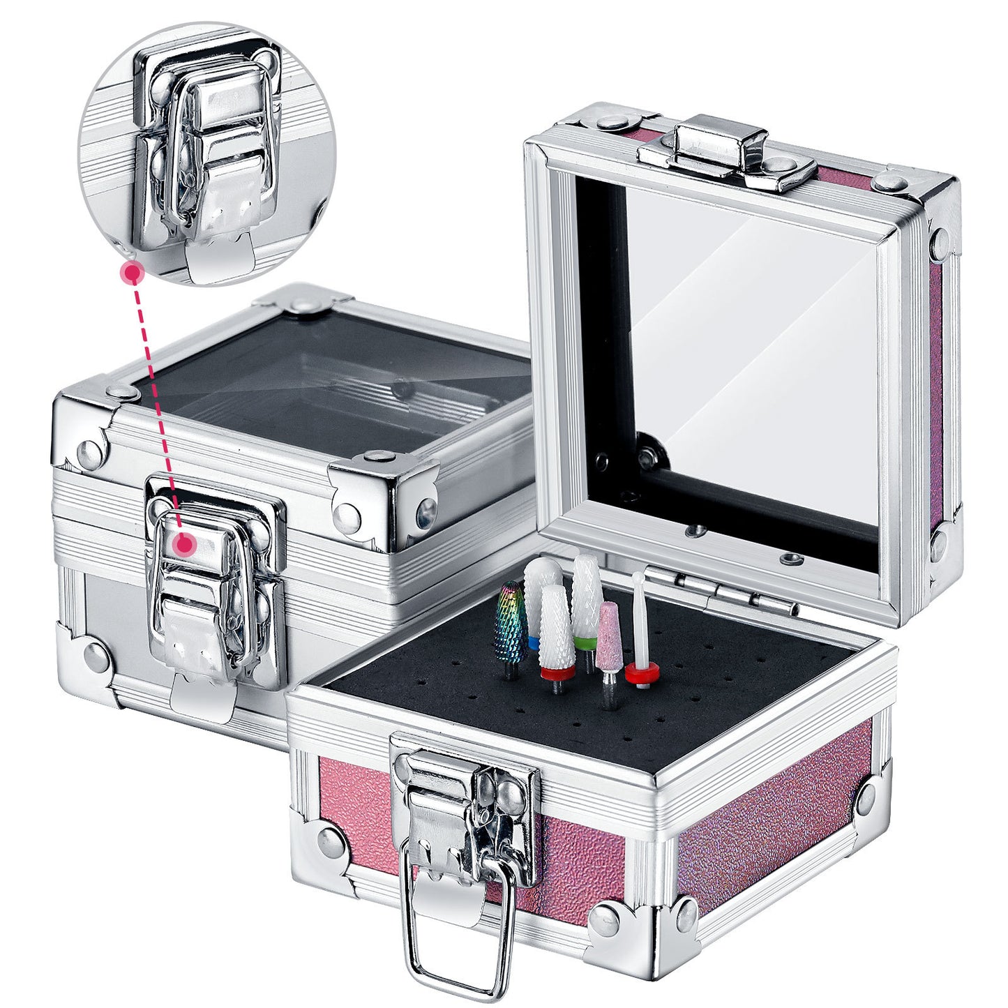 Nail Drill Bits Holder Case, 25 Holes Drills Organizer Container Dustproof Stand Displayer & Manicure Tools Storage Box