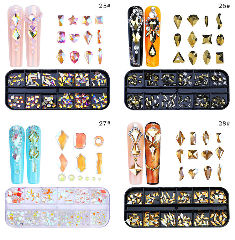All the Nail Rhinestones you Want! (12 different Shape of 3D Gems, 28 different colors)