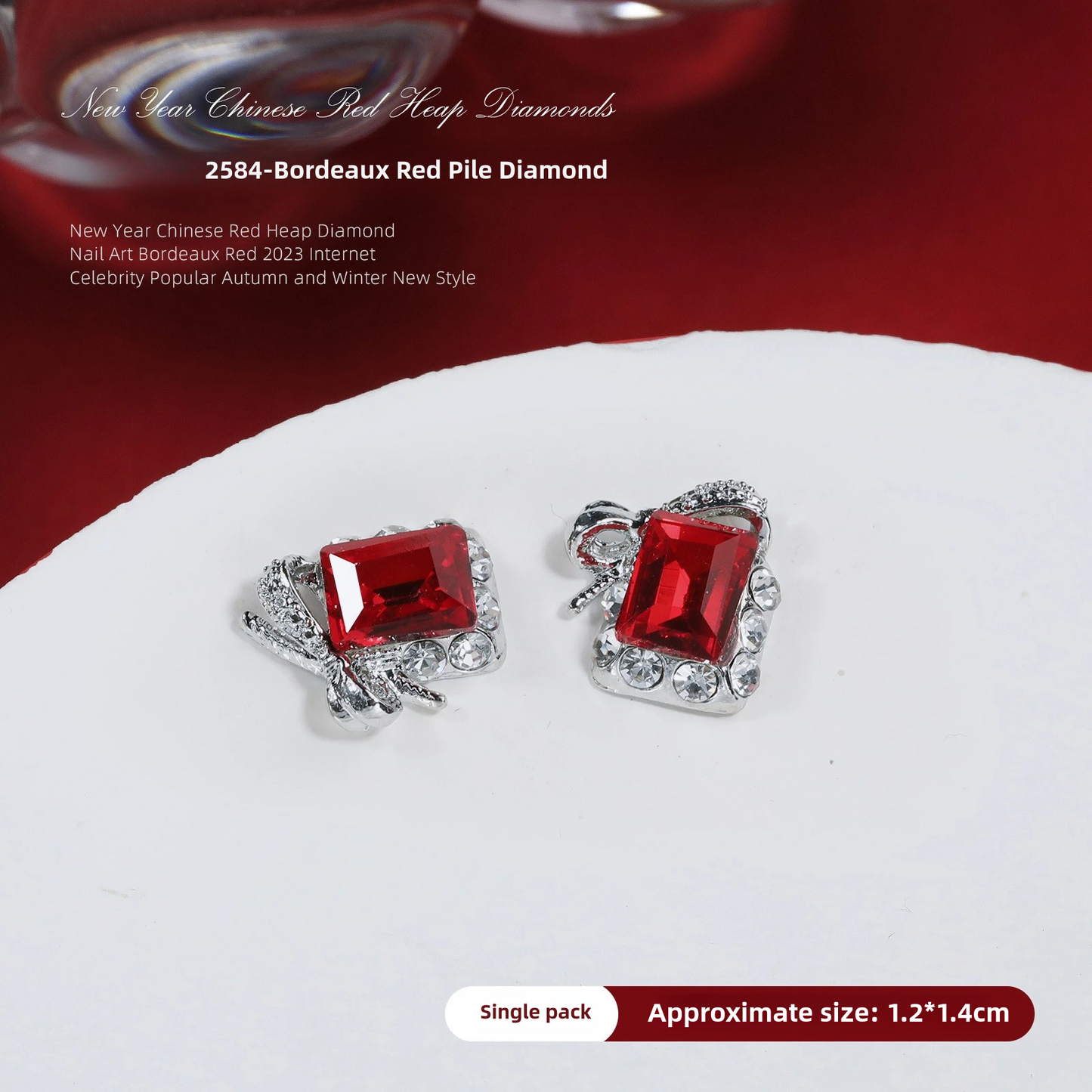 Luxurious Red Nail Art Rhinestones - 20 Unique Designs for Bold Elegance