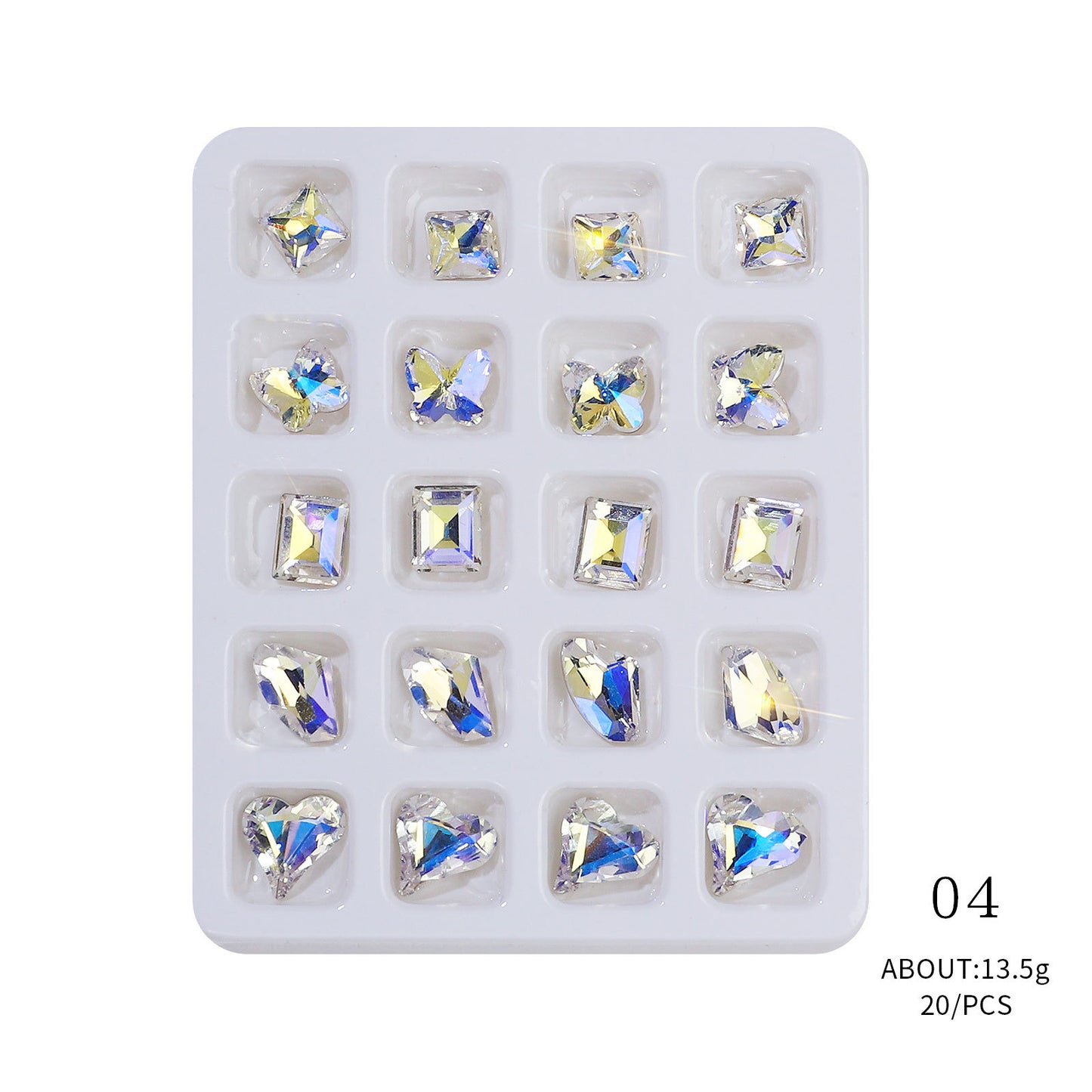 20PCS Heart-Shape 3D Flatback Crystal for Nail Arts