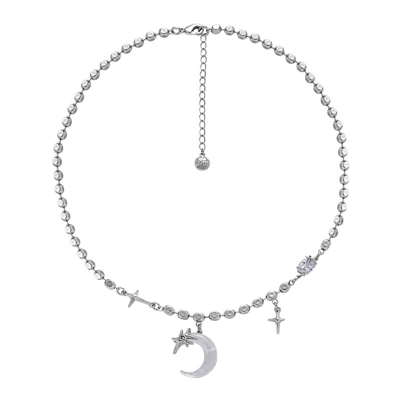 (Stainless)Celestial Charm Necklace with Moon and Stars