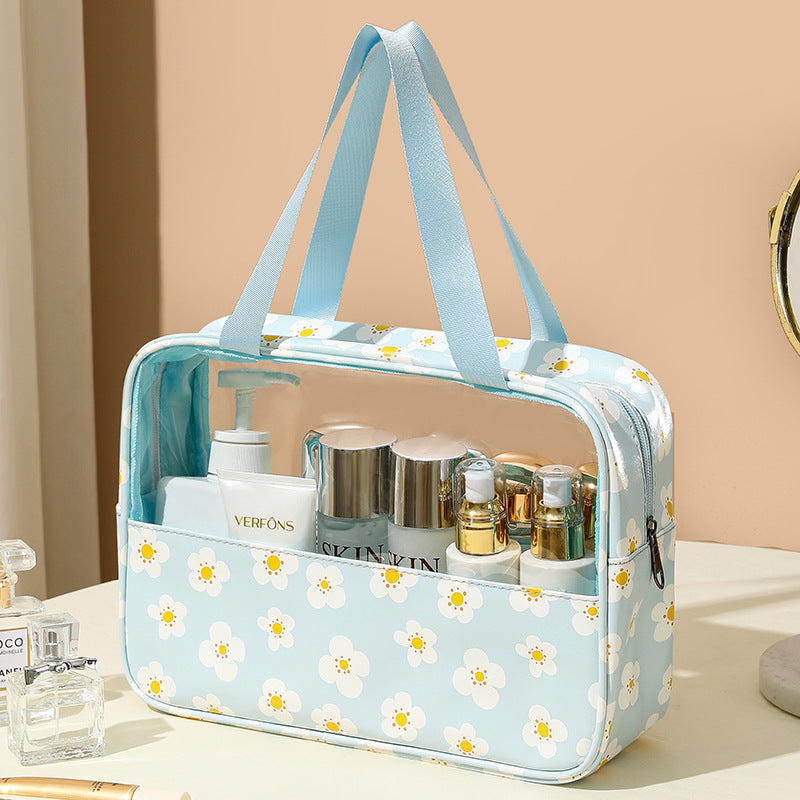 Daisy Cosmetic Bags, PU Leather Clear Makeup Bag Travel Makeup Bag
