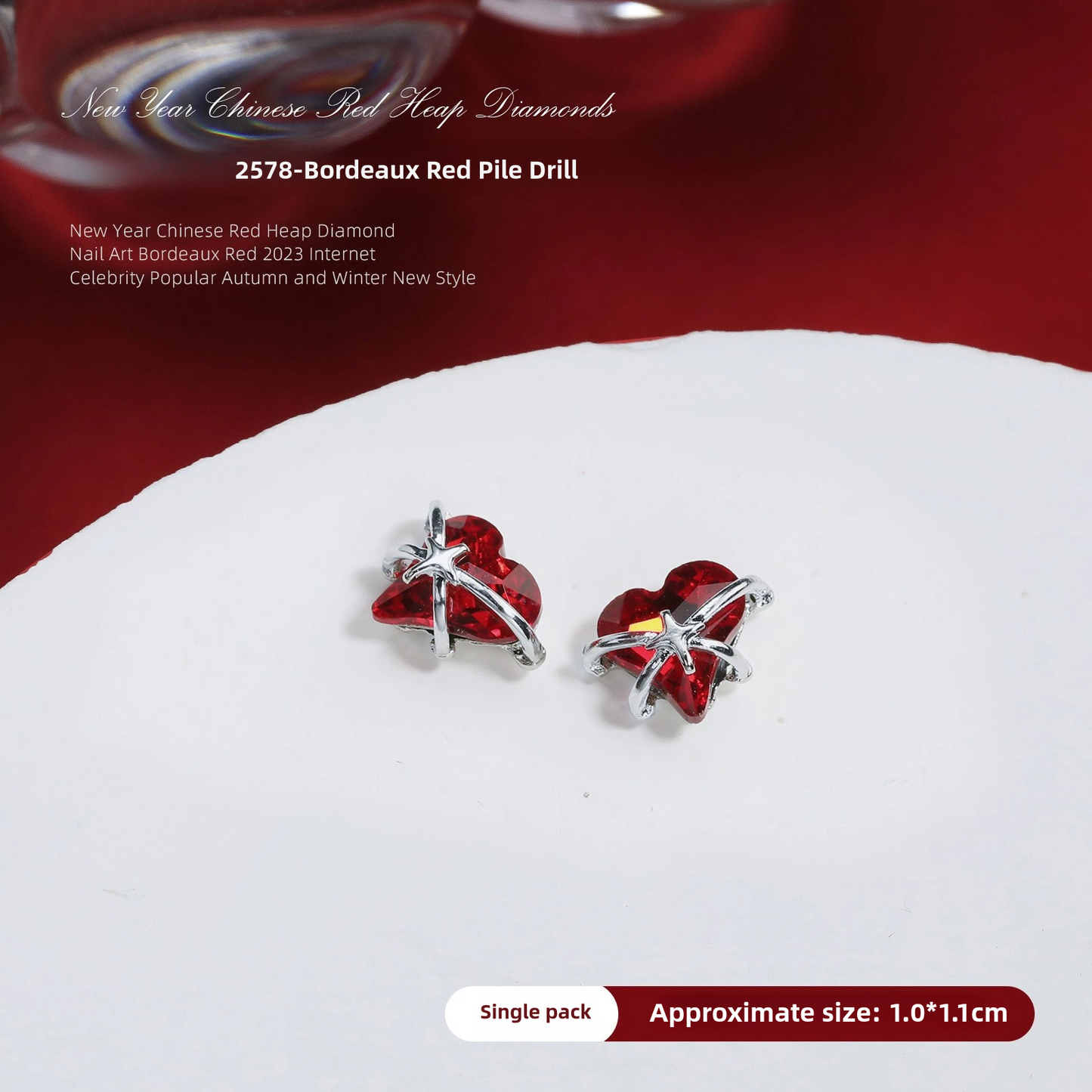 Luxurious Red Nail Art Rhinestones - 20 Unique Designs for Bold Elegance