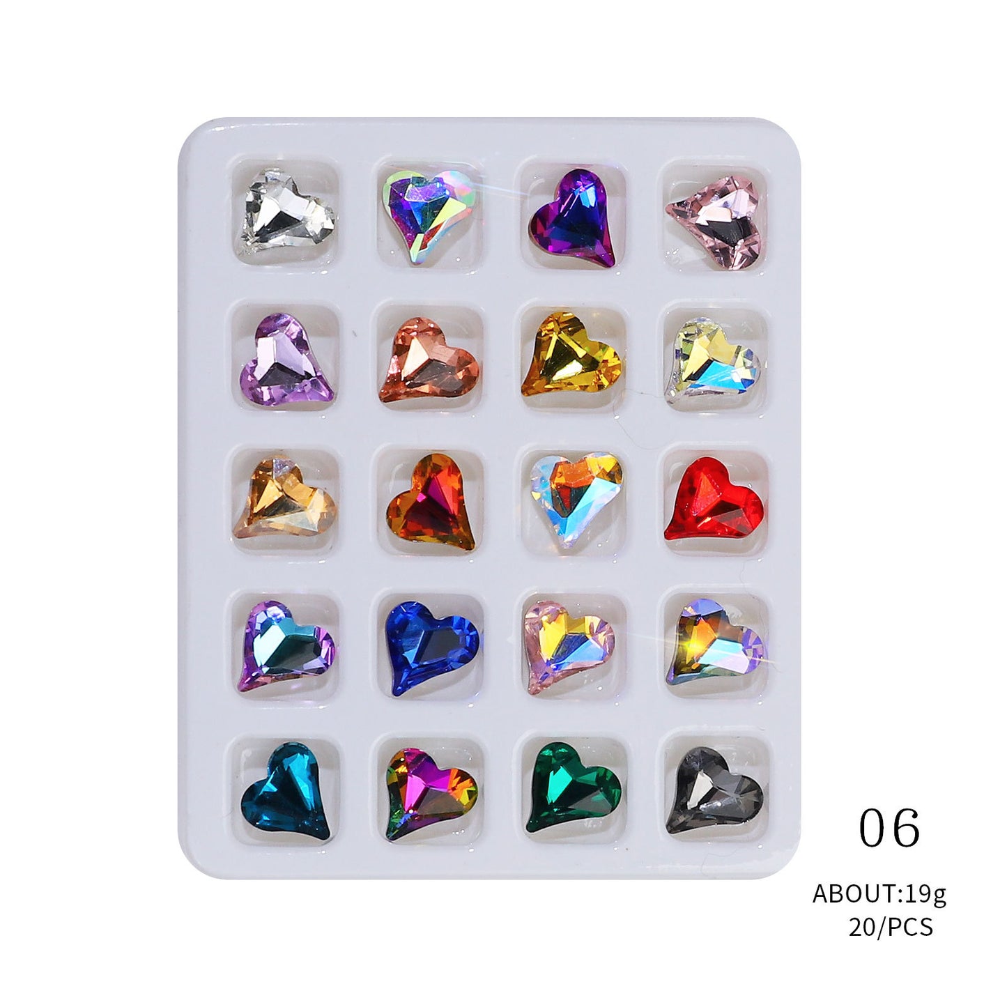 20PCS Heart-Shape 3D Flatback Crystal for Nail Arts