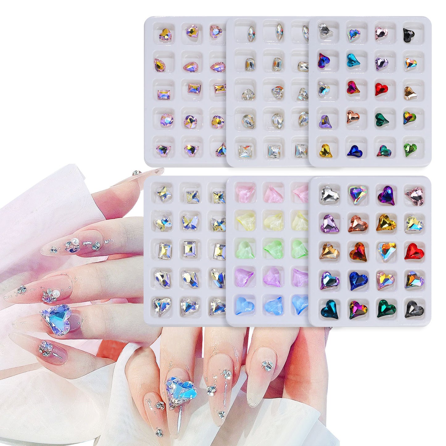 20PCS Heart-Shape 3D Flatback Crystal for Nail Arts