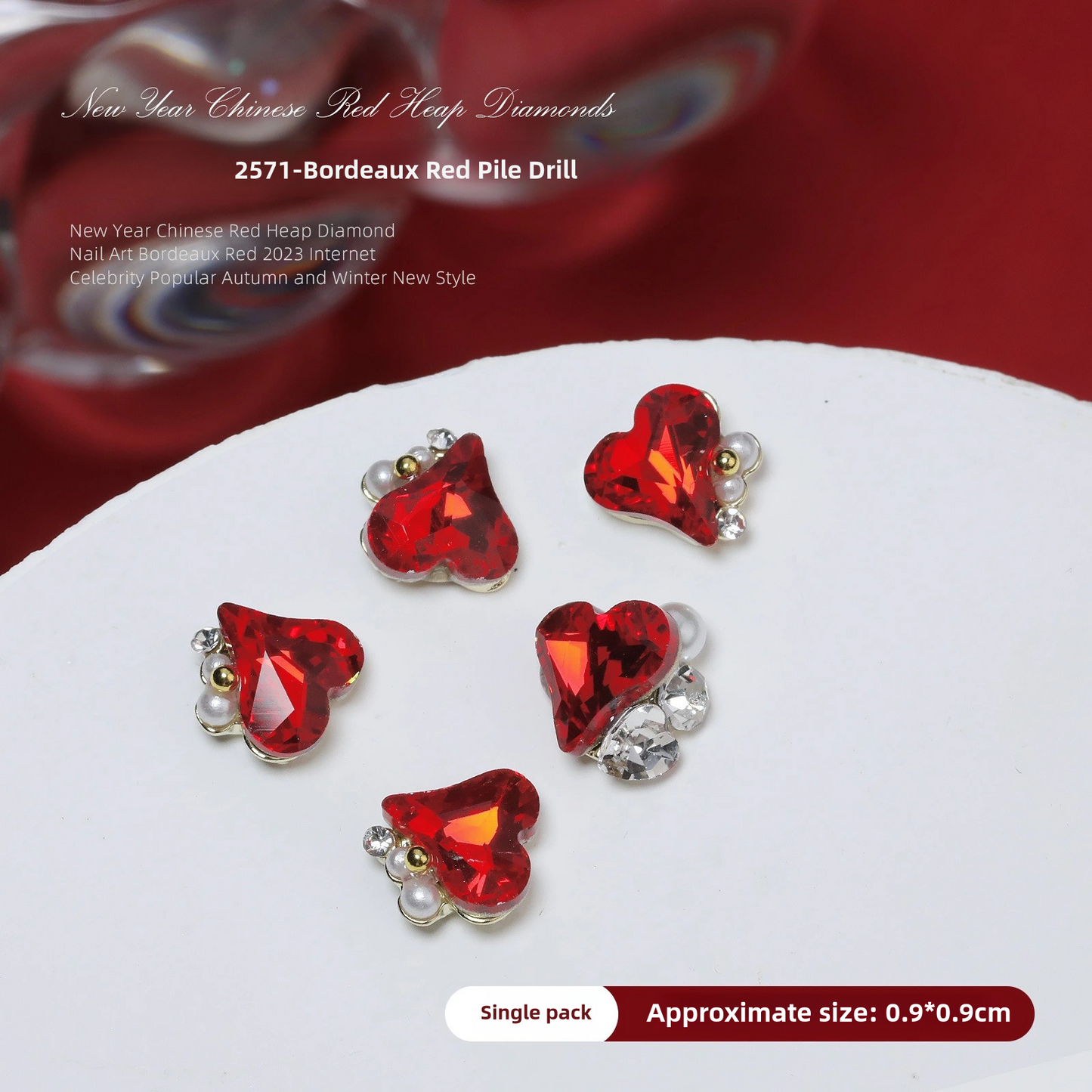 Luxurious Red Nail Art Rhinestones - 20 Unique Designs for Bold Elegance