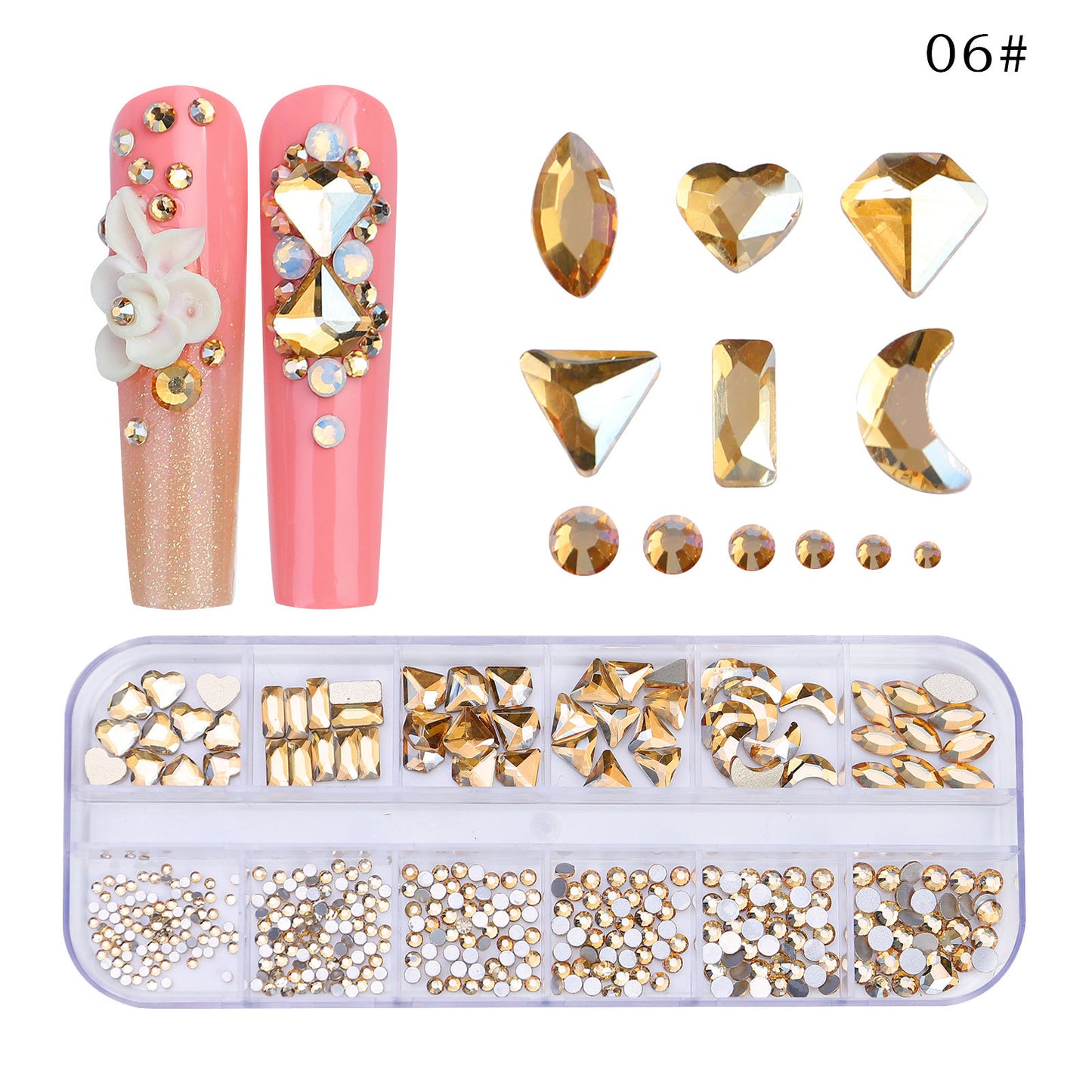 All the Nail Rhinestones you Want! (12 different Shape of 3D Gems, 28 different colors)