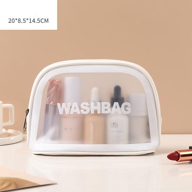 CLEAR SEMICIRCLE COSMETIC BAGS (3 different colors)