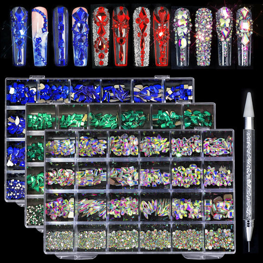 High Quality Bulk Multi-Size & Multi-Color Nail Art Rhinestones - Perfect for Professionals and DIY