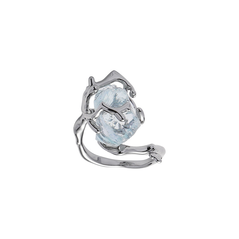 (Stainless)Enchanted Ice Crystal Orb Ring | Mystical Elegance in a Modern Design