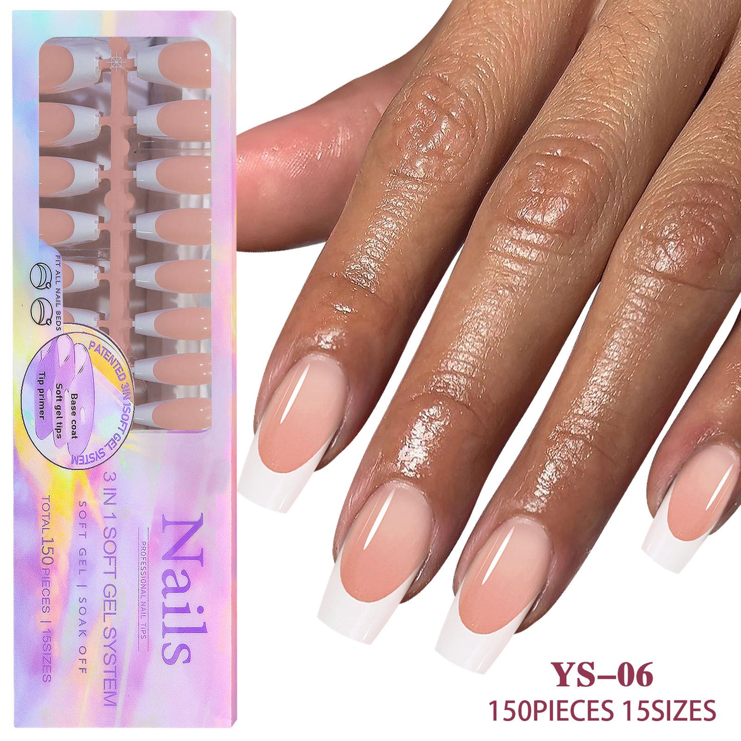 15 Different Nail Tips (150 PCS, 14 different sizes)