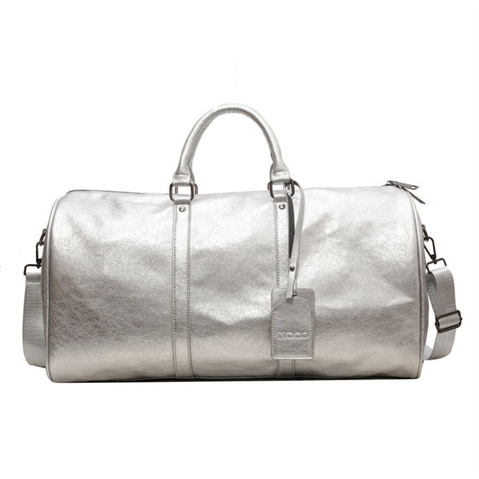 Metallic Silver Travel Duffel Bag – Sleek, Spacious, and Perfect for Every Journey