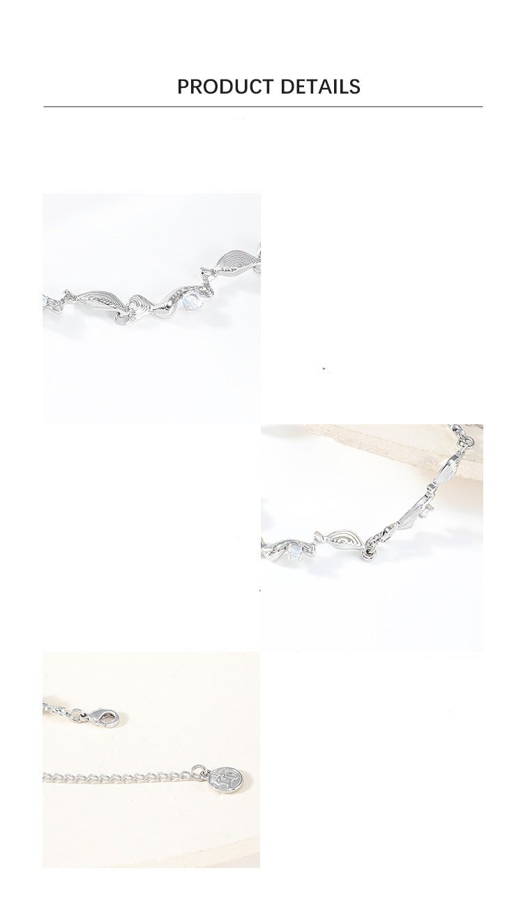 (Stainless)Whimsical Wave Charm Bracelet | Elegant Silver Craftsmanship