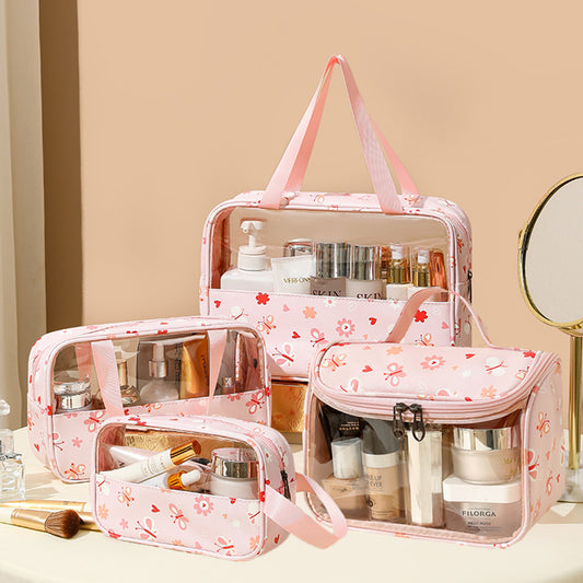 SAKURA Cosmetic Bags, PU Leather Clear Makeup Bag Travel Makeup Bag