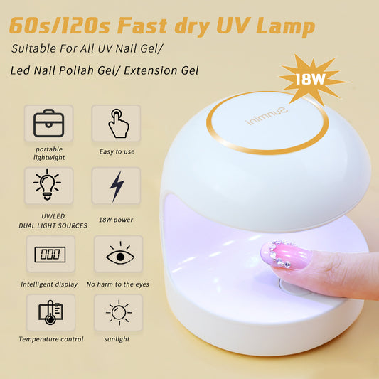 18W Mini UV Light for Nails, UV Nail Lamp, Nail Light for Gel Nails with 2 Timers for Fast Nail Extension, LED Nail Lamp, Portable USB Nail Dryer