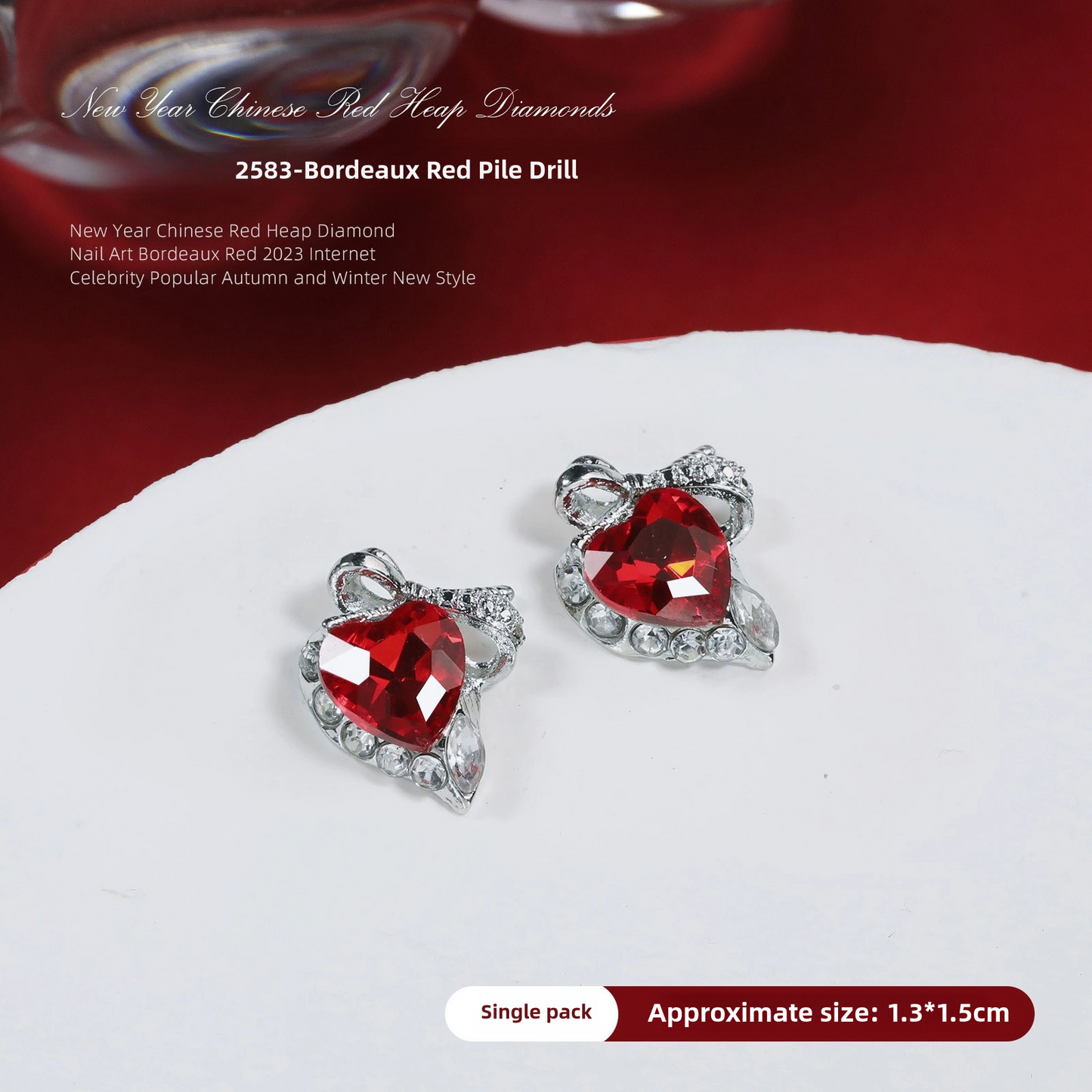 Luxurious Red Nail Art Rhinestones - 20 Unique Designs for Bold Elegance