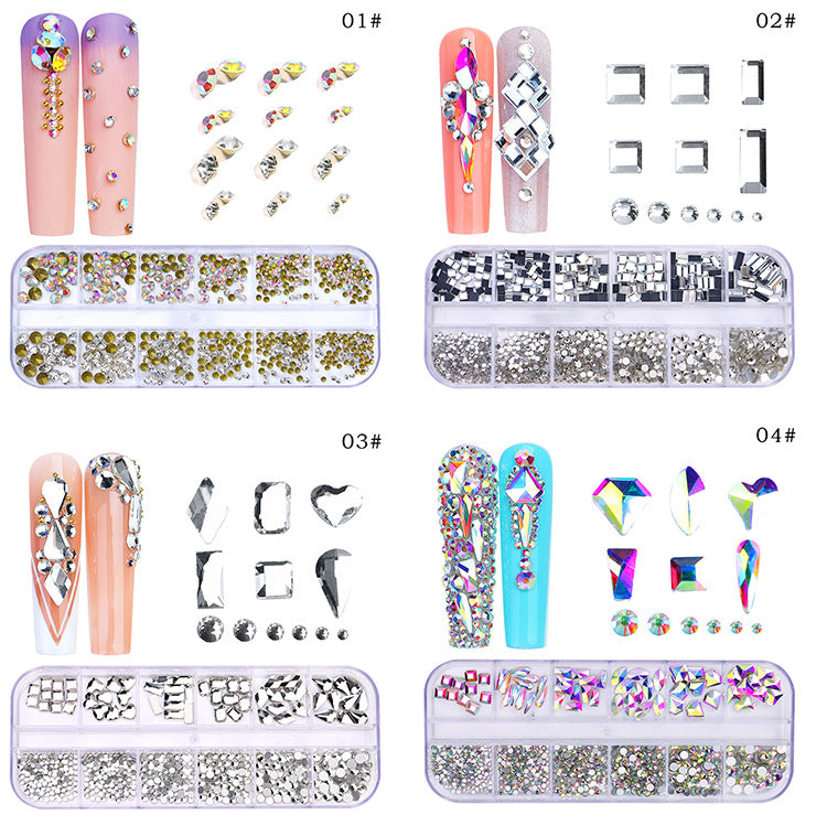 All the Nail Rhinestones you Want! (12 different Shape of 3D Gems, 28 different colors)