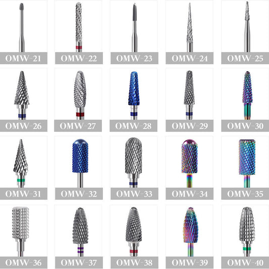 20 different Professional Tungsten Carbide Nail Drill Bits – Perfect for Advanced Nail Art Creations
