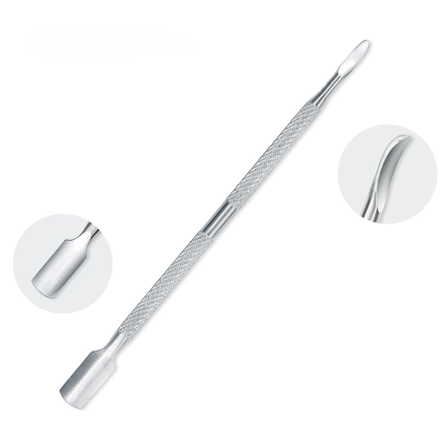 Cuticle Pusher Tool and Spoon Nail Cleaner - Professional Grade Stainless Steel Cuticle Remover and Cutter - Durable Manicure and Pedicure Tool - for Fingernails and Toenails (Silver)