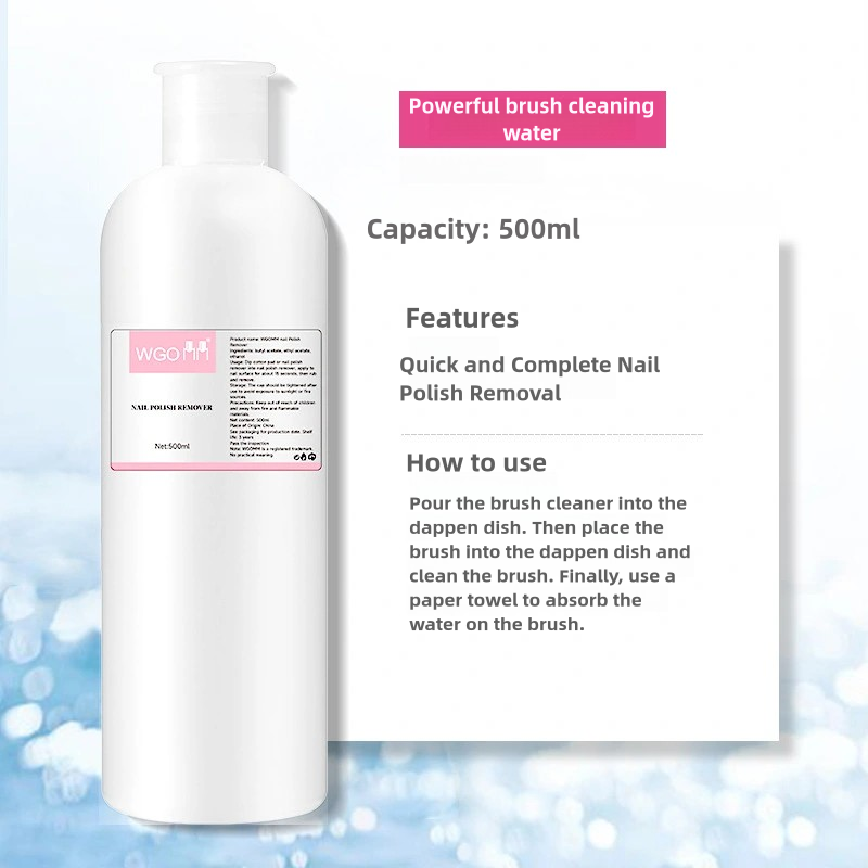 500ml Cleansing Gel Water & Nail Polish Remover & Cuticle Softener & Nail Cleanser & Brush Cleaning Water