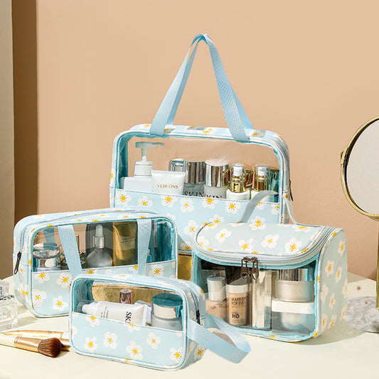 Daisy Cosmetic Bags, PU Leather Clear Makeup Bag Travel Makeup Bag
