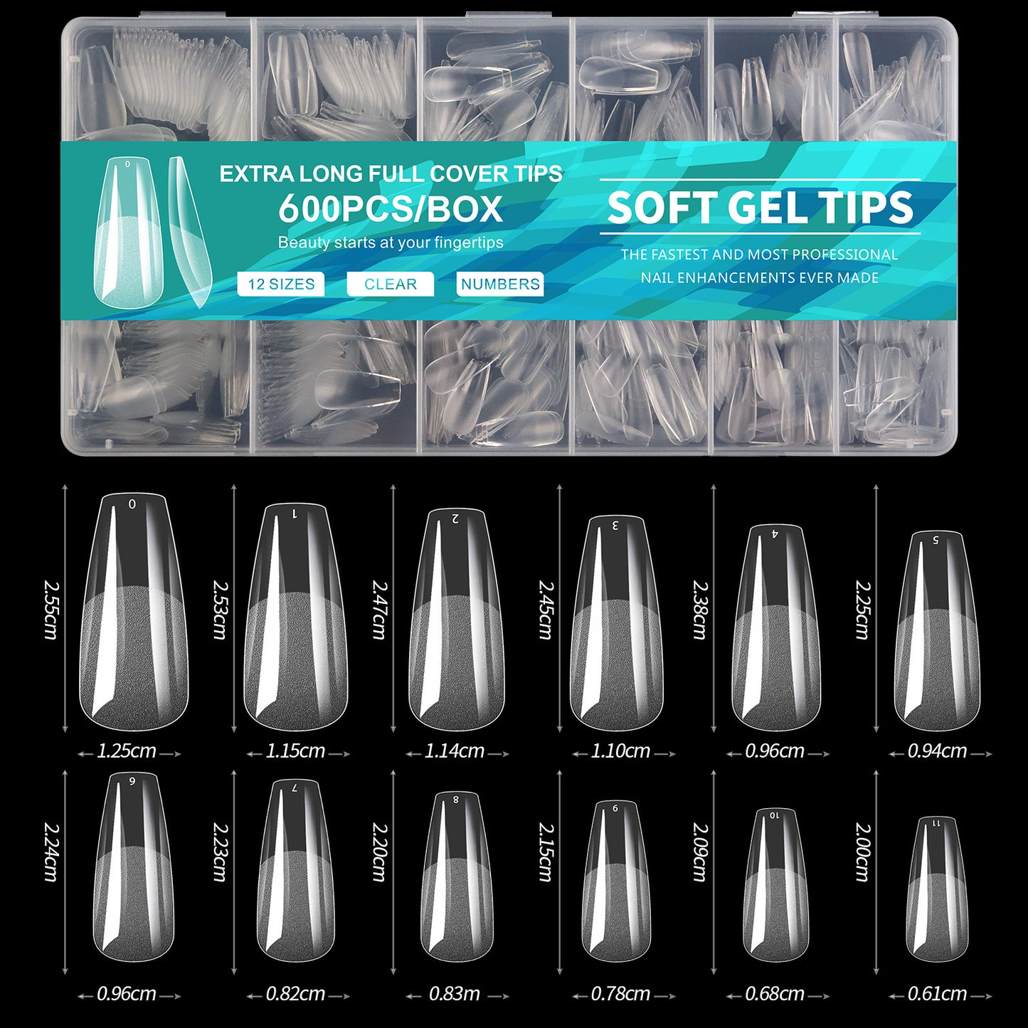 600PCS Nail Tips (6 different shapes)