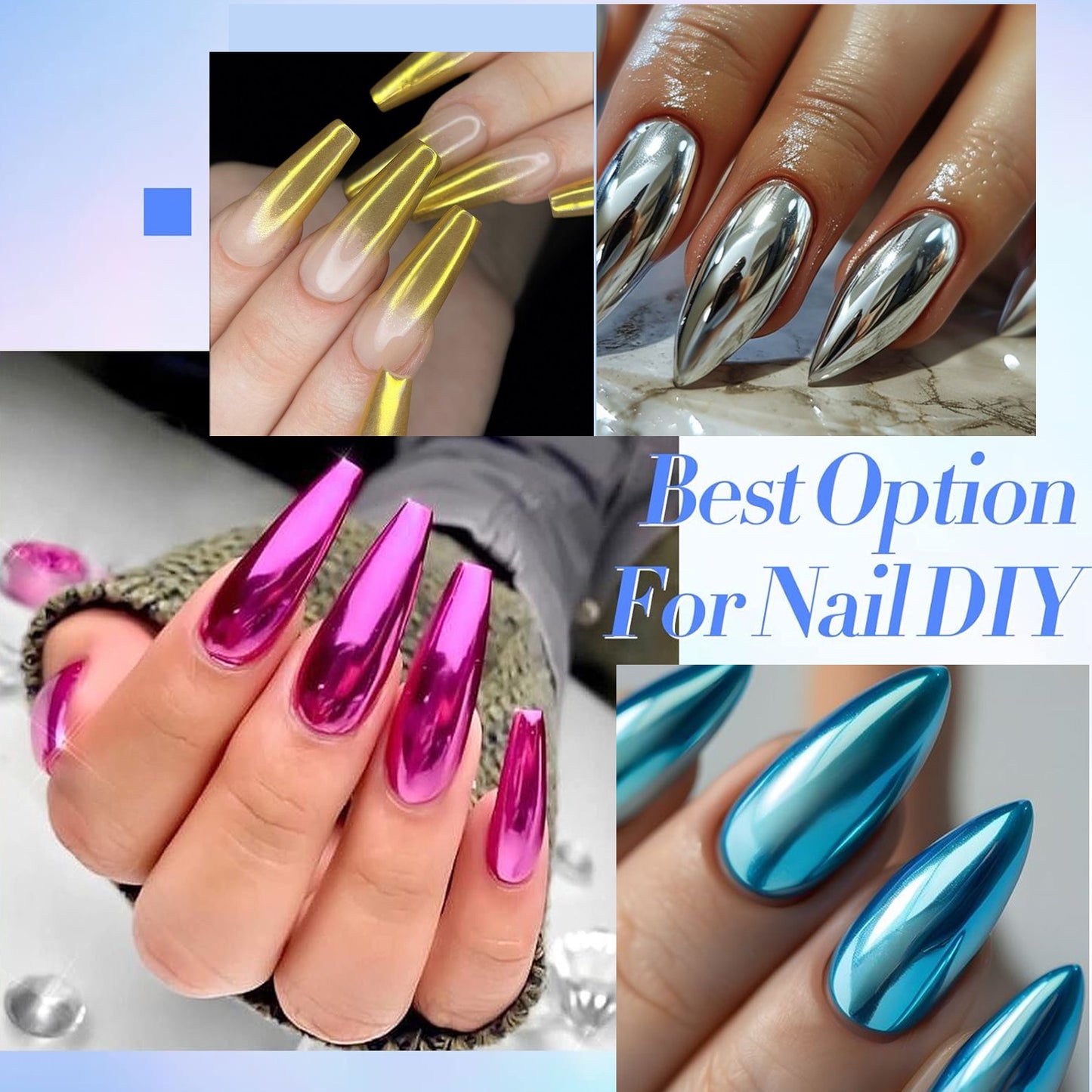 20 Jars Chrome Nail Powder with 20 Brushes Nail Art Glitter Decoration Metallic Mirror Effect