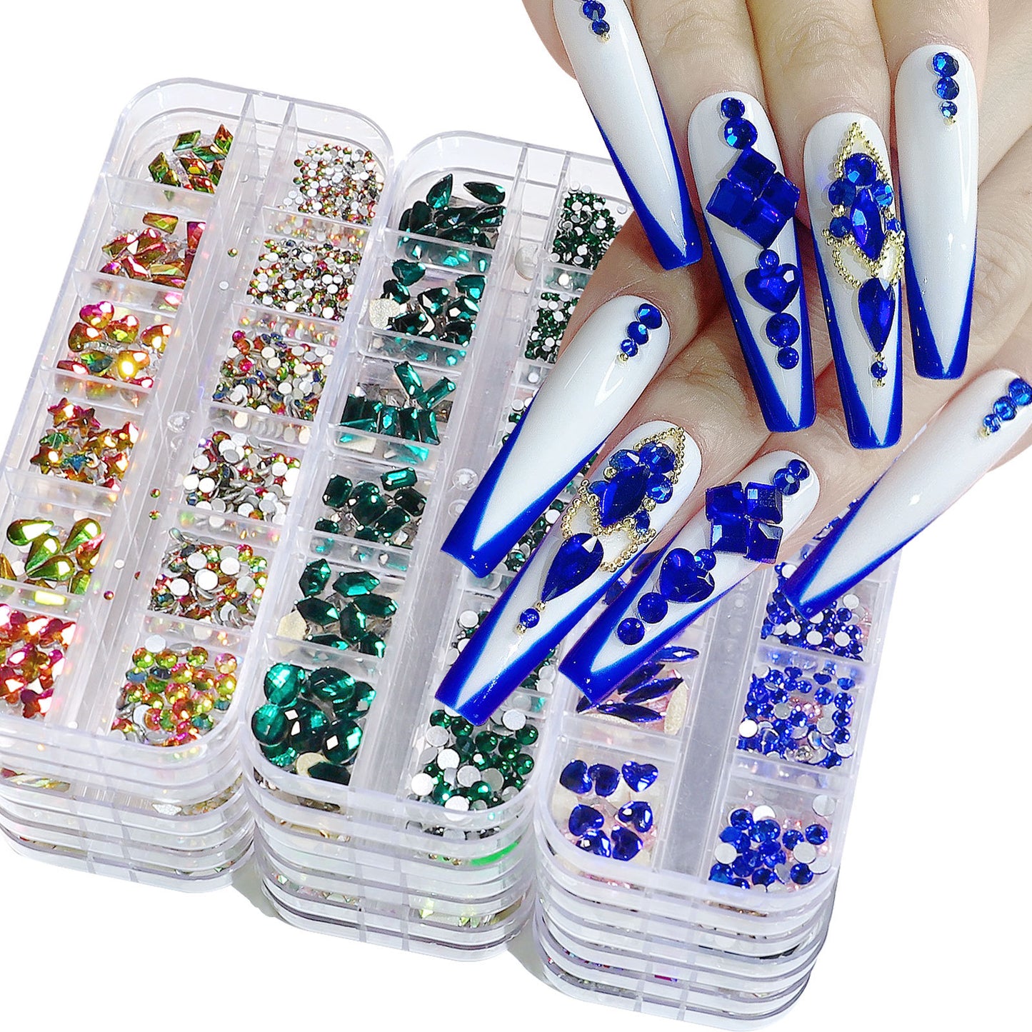 All the Nail Rhinestones you Want! (12 different Shape of 3D Gems, 28 different colors)