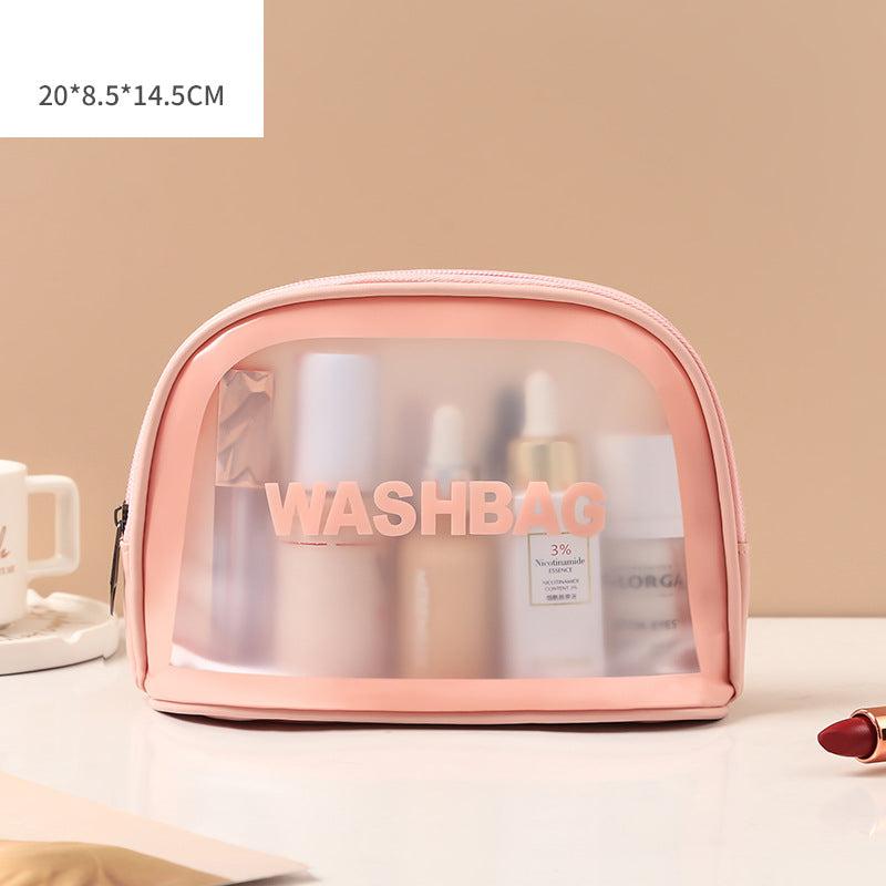 CLEAR SEMICIRCLE COSMETIC BAGS (3 different colors)