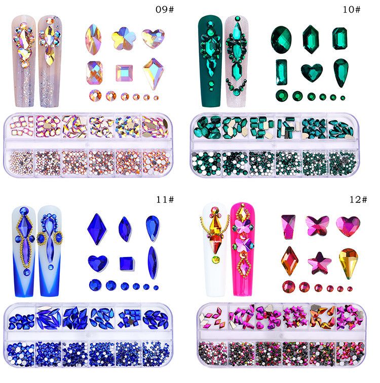 All the Nail Rhinestones you Want! (12 different Shape of 3D Gems, 28 different colors)