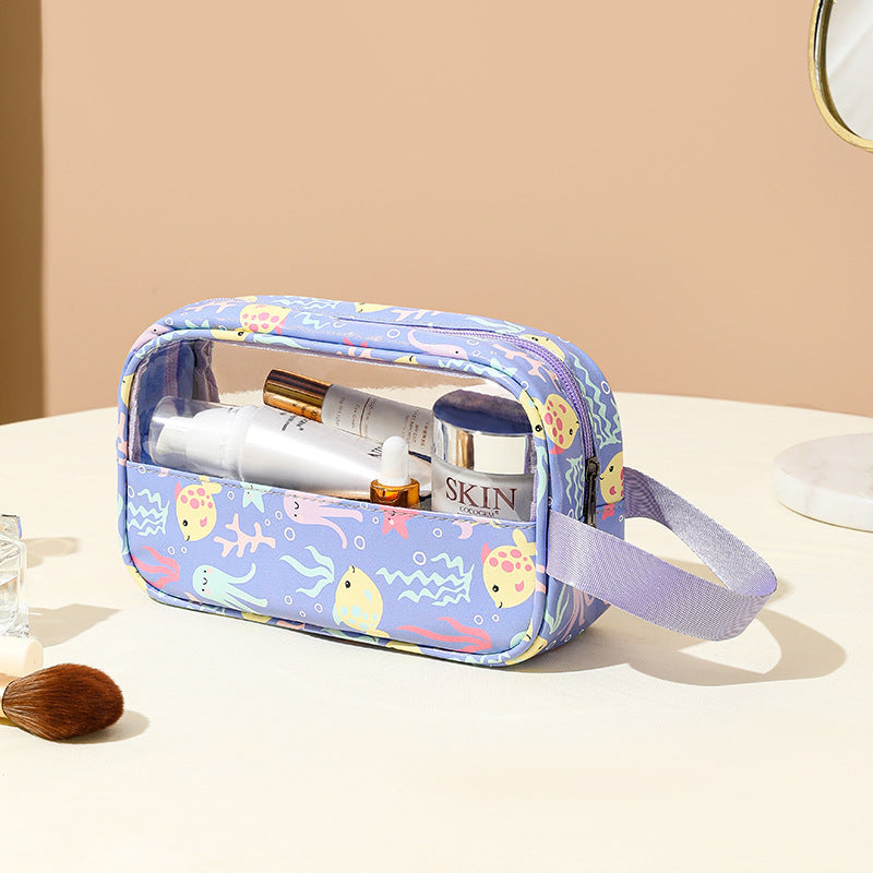 Ocean World Cosmetic Bags, PU Leather Clear Makeup Bag Travel Makeup Bag