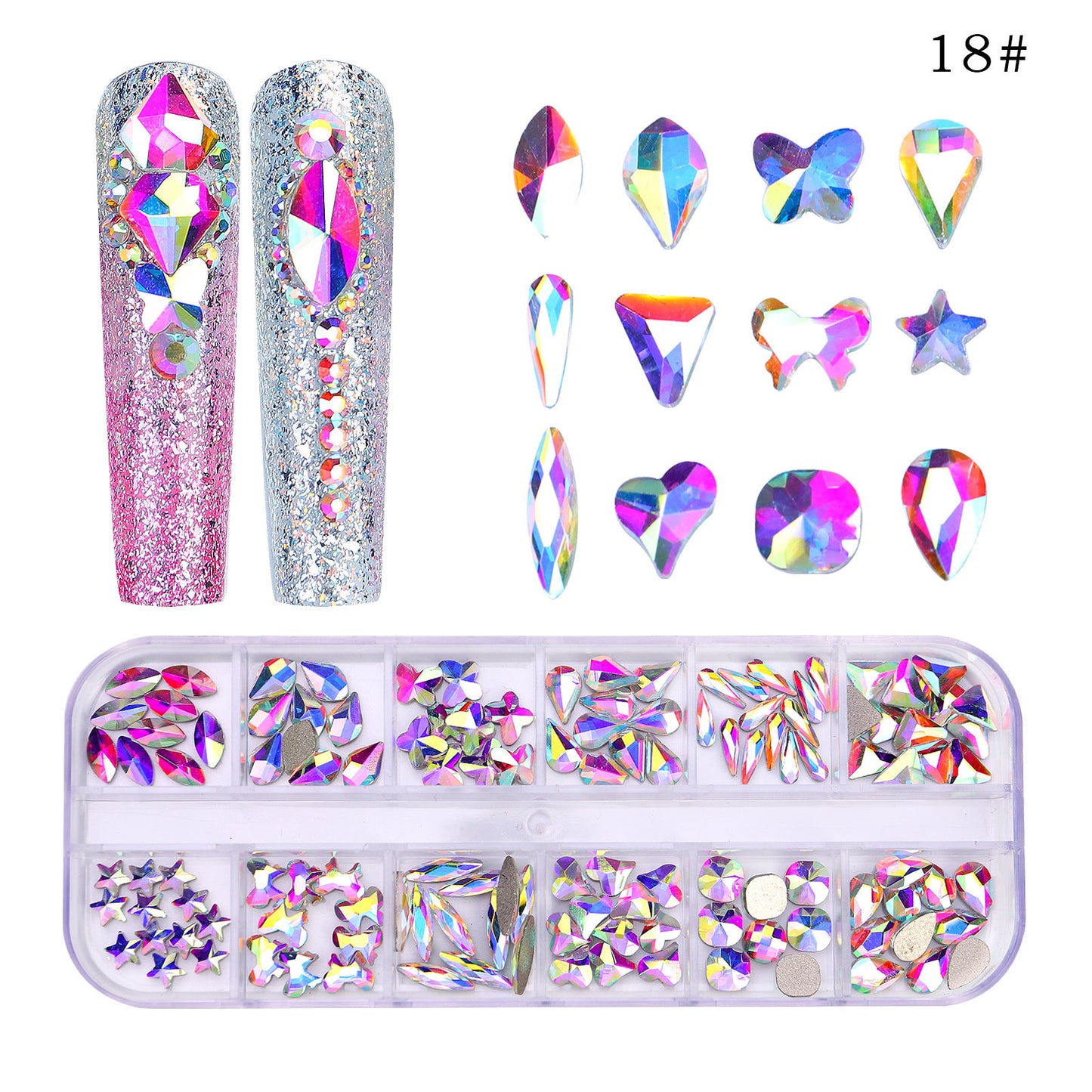 All the Nail Rhinestones you Want! (12 different Shape of 3D Gems, 28 different colors)
