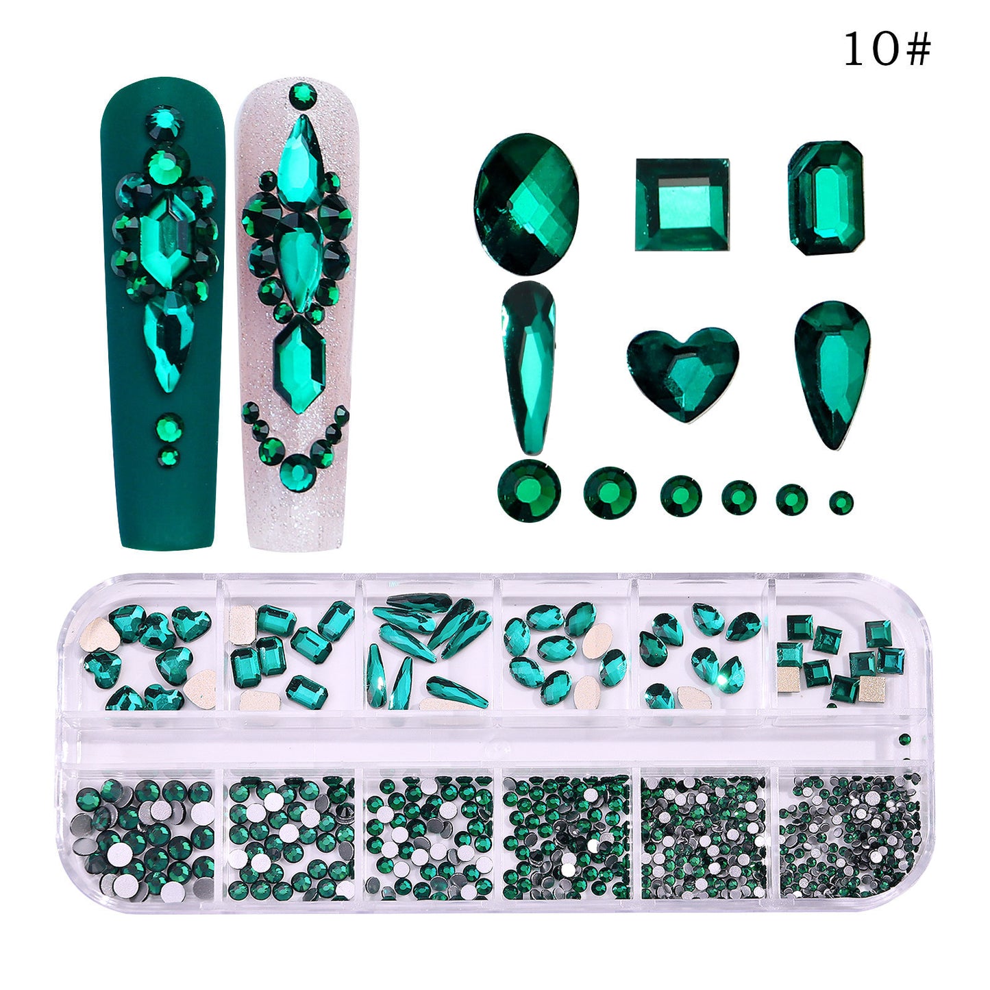 All the Nail Rhinestones you Want! (12 different Shape of 3D Gems, 28 different colors)