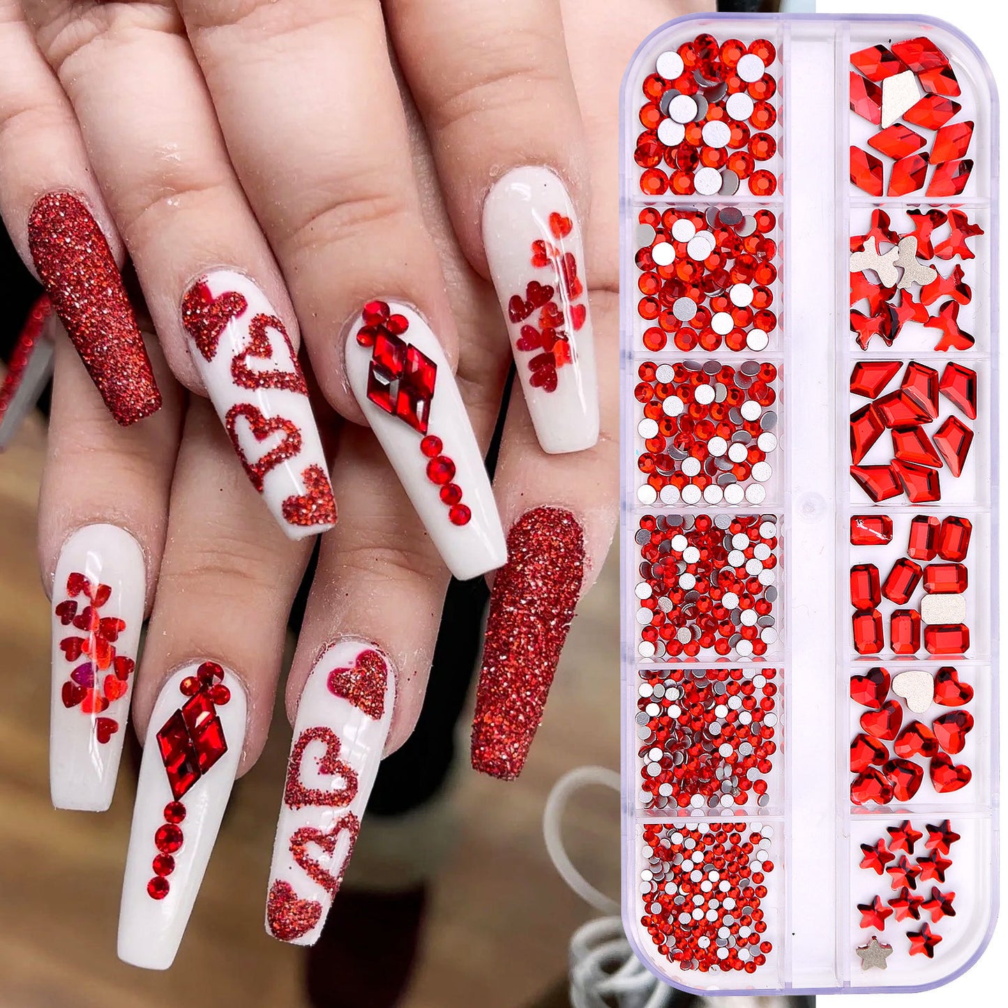 All the Nail Rhinestones you Want! (12 different Shape of 3D Gems, 28 different colors)
