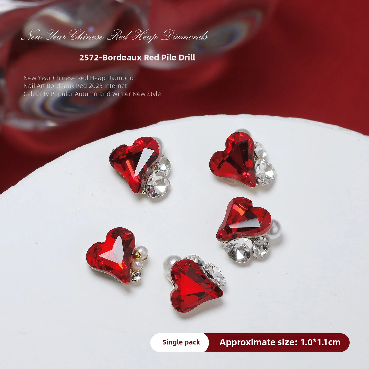 Luxurious Red Nail Art Rhinestones - 20 Unique Designs for Bold Elegance