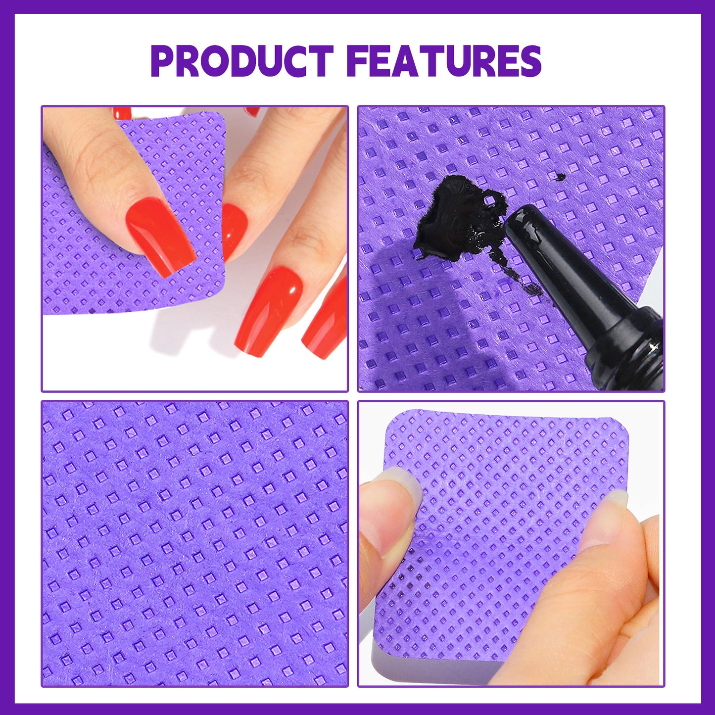 200PCS Lint Free Nail Wipes with Case Package- Non-Woven Soft Nail Polish Remover Pads