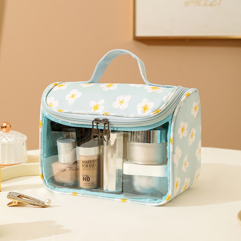 Daisy Cosmetic Bags, PU Leather Clear Makeup Bag Travel Makeup Bag