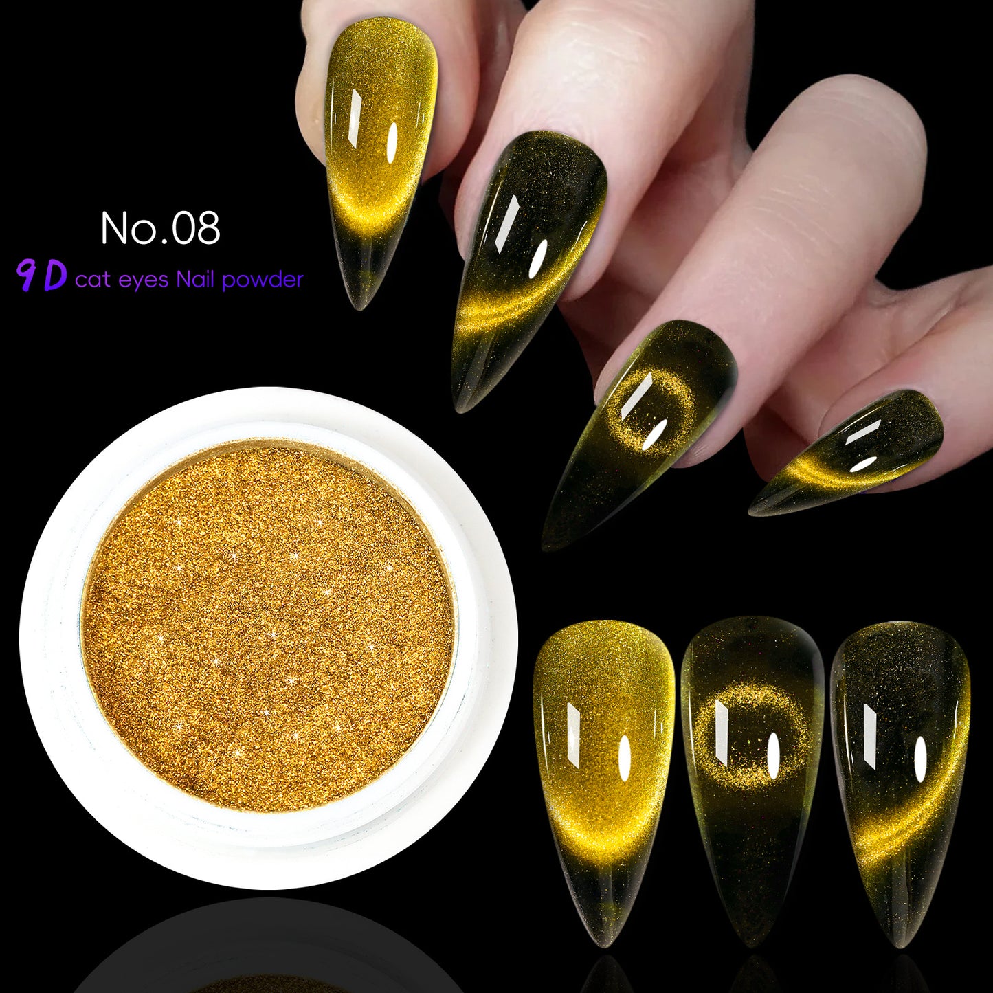 10 Colors Cat Eye Chrome Nail Powder Set Cat Eye Chrome Nail Powder Set With a Small Brush