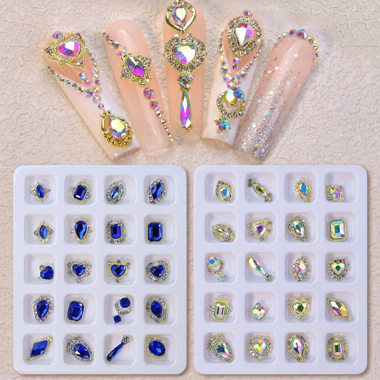 Luxury 3D Gems for Nails (12 Different Colors, 20 different gems for each color)