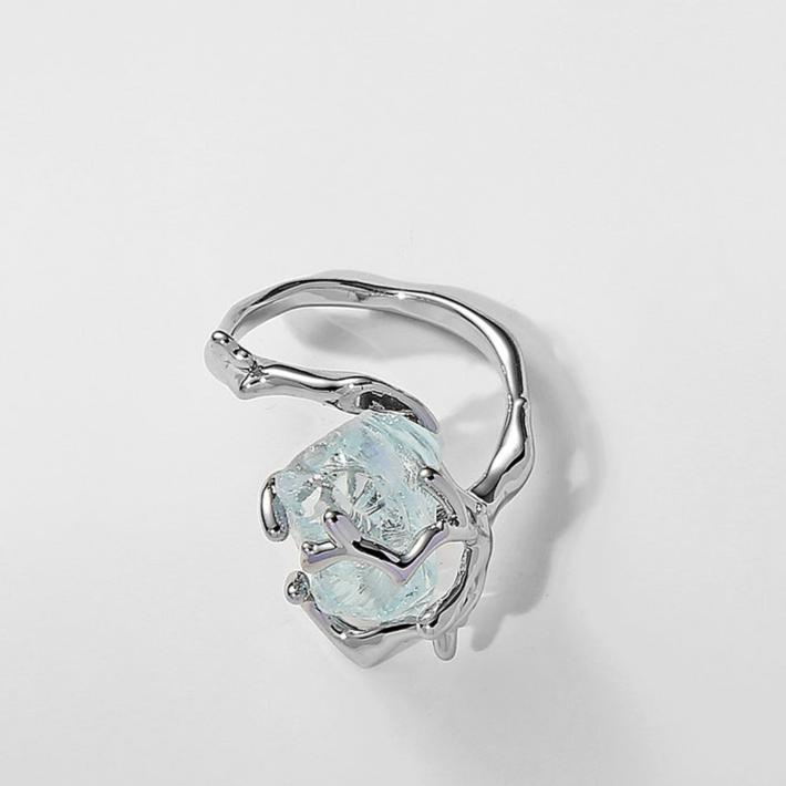 (Stainless)Enchanted Ice Crystal Orb Ring | Mystical Elegance in a Modern Design
