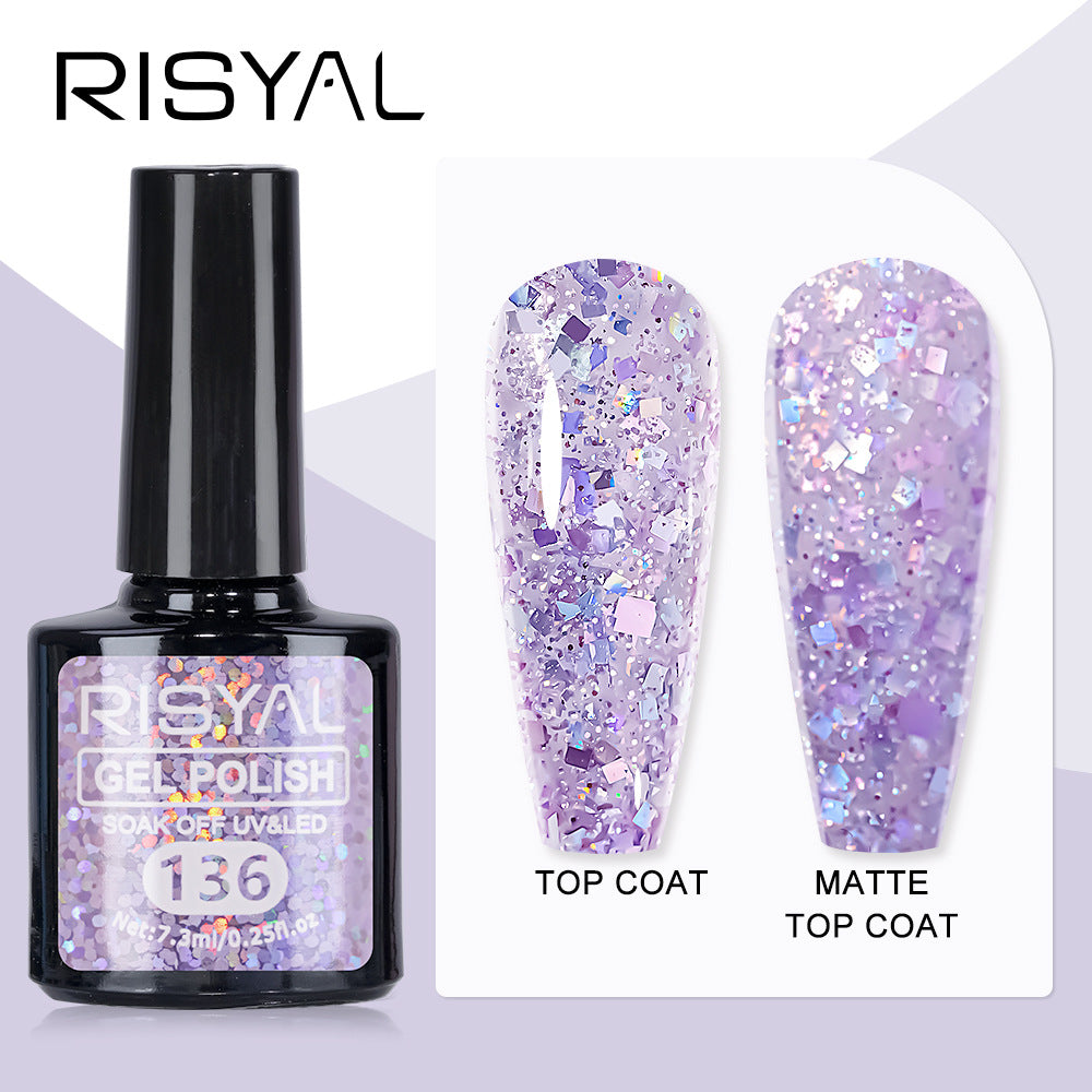 7.3ml Reflective Glitter Gel Polish (12 different color), Sparkly Shiny Gel Nail Art Varnish Manicure Kit, Soak Off LED Lamp