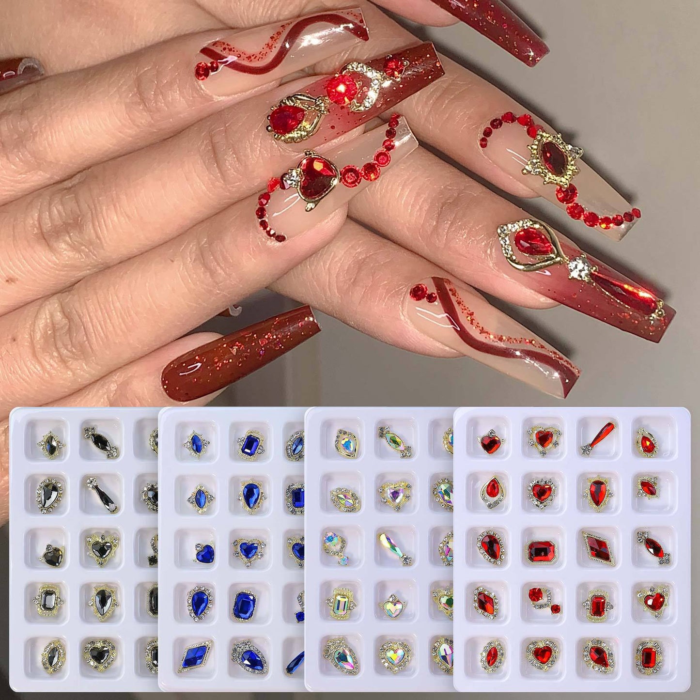 Luxury 3D Gems for Nails (12 Different Colors, 20 different gems for each color)