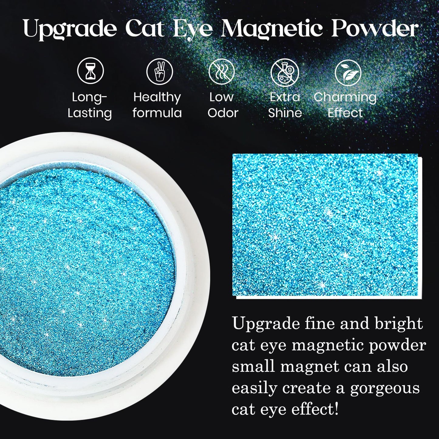 10 Colors Cat Eye Chrome Nail Powder Set Cat Eye Chrome Nail Powder Set With a Small Brush