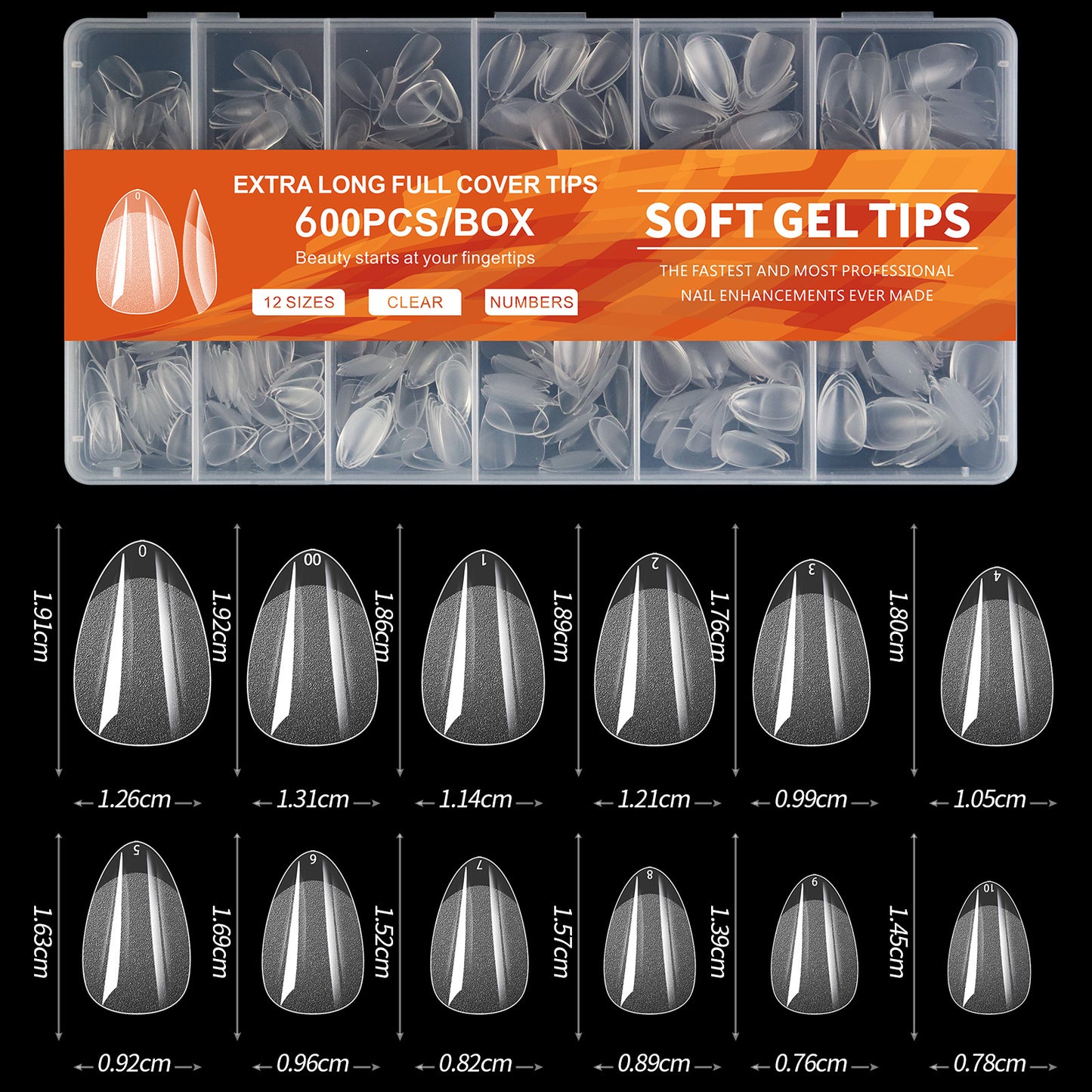 600PCS Nail Tips (6 different shapes)