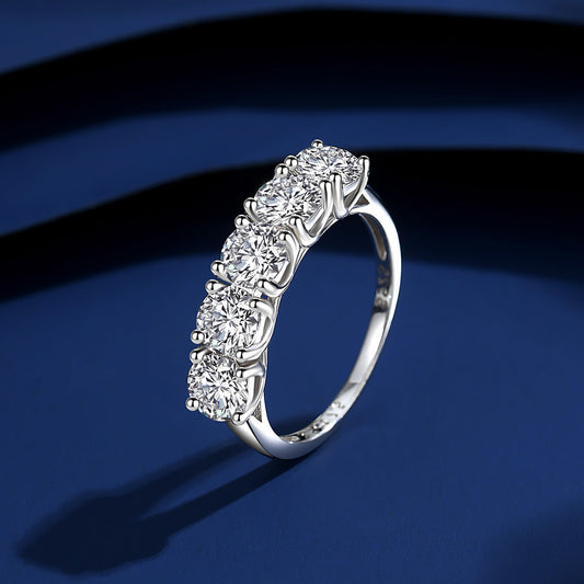 Fashionable Five-Row Moissanite Ring – Elegant & Luxurious