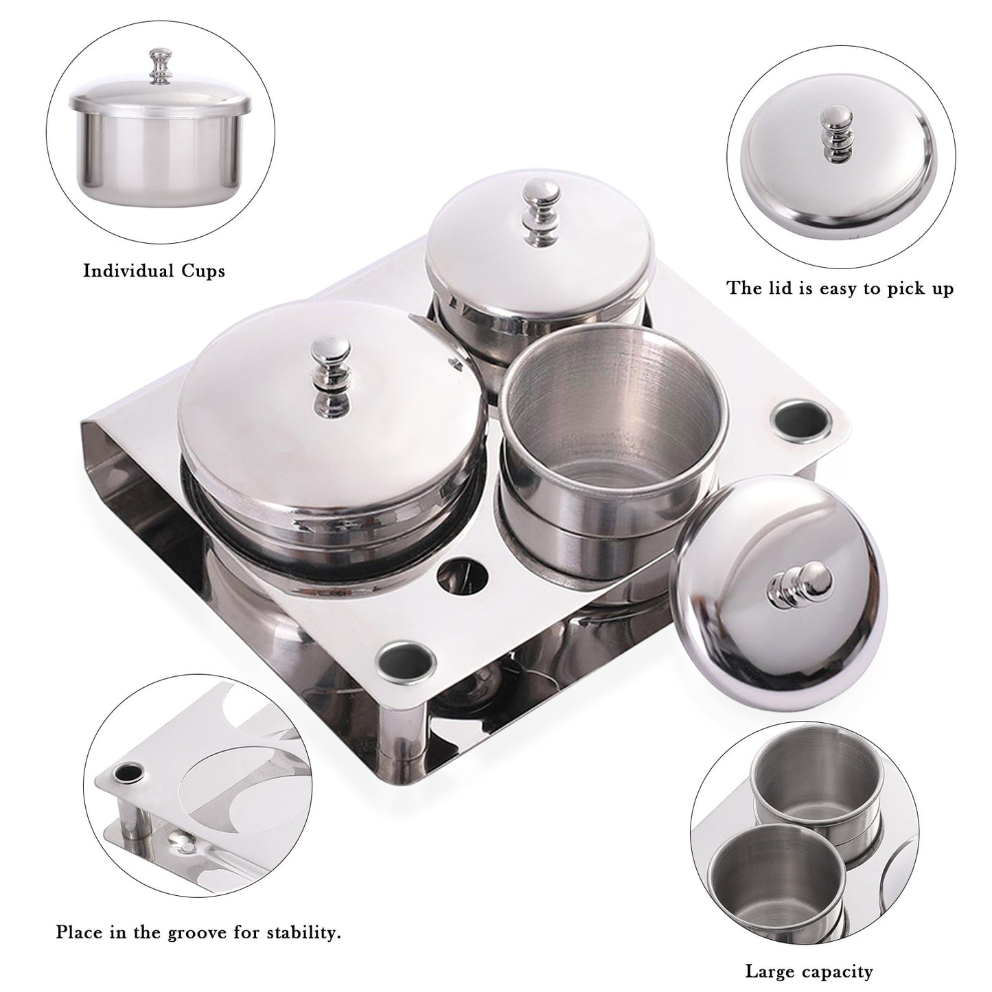 3 Pieces Acrylic Liquid Container Stainless Steel Acrylic Liquid Powder Cup Stainless Steel Nail Powder Holder Container with Lids for Nail Design Tools