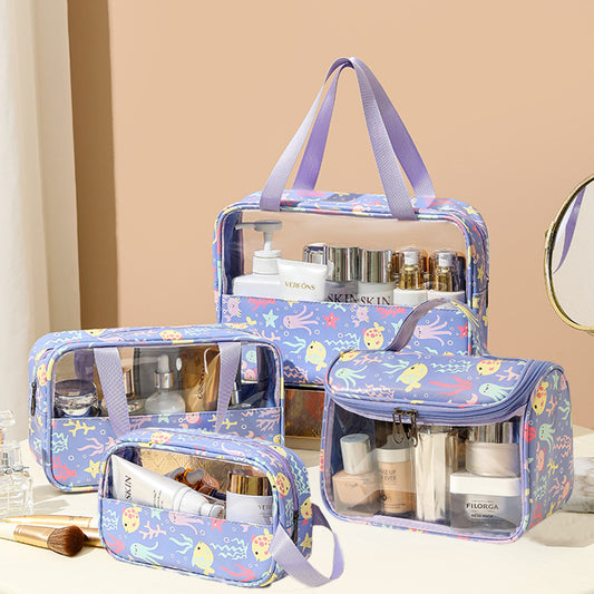 Ocean World Cosmetic Bags, PU Leather Clear Makeup Bag Travel Makeup Bag