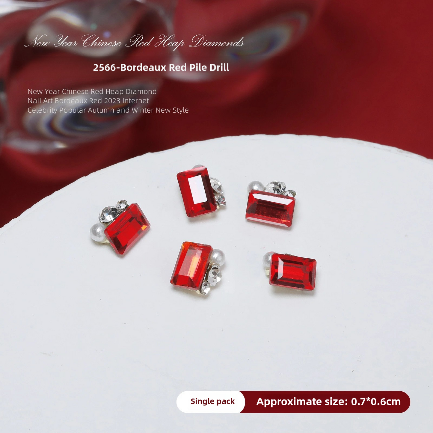Luxurious Red Nail Art Rhinestones - 20 Unique Designs for Bold Elegance