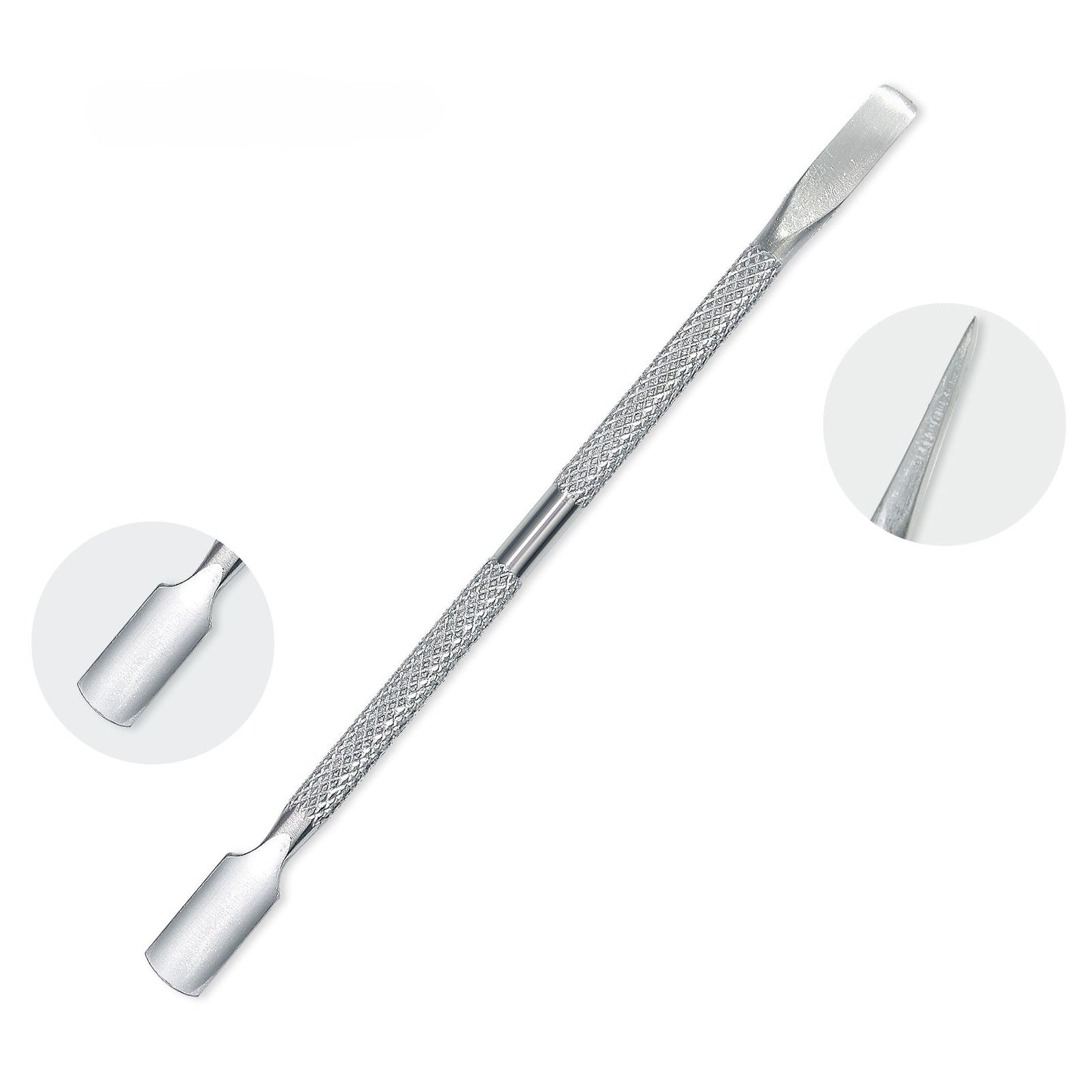 Cuticle Pusher Tool and Spoon Nail Cleaner - Professional Grade Stainless Steel Cuticle Remover and Cutter - Durable Manicure and Pedicure Tool - for Fingernails and Toenails (Silver)